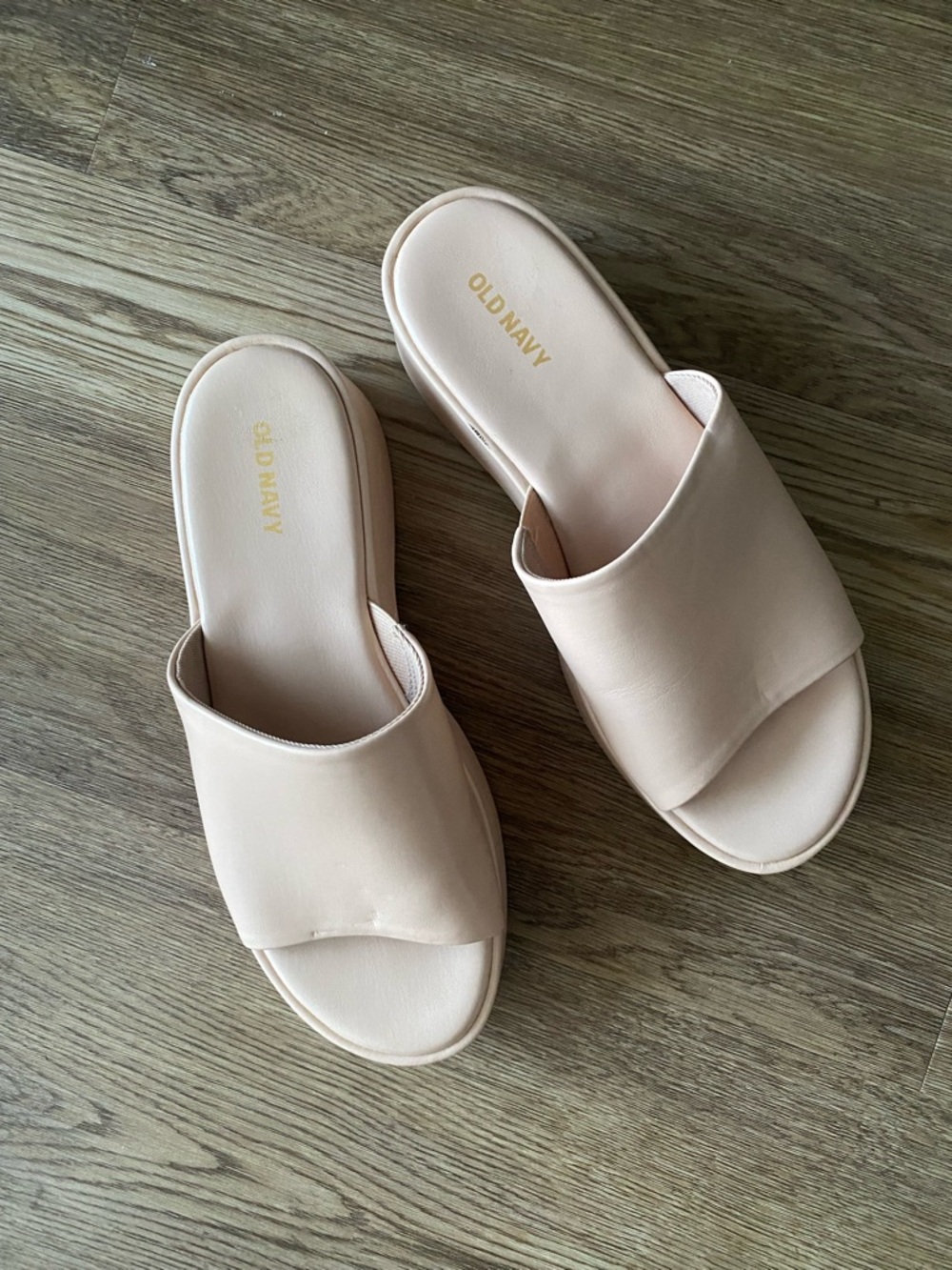 Old navy Women's Platform Sandals Wedge Slides Open Toe Comfort Faux Leather Sz7